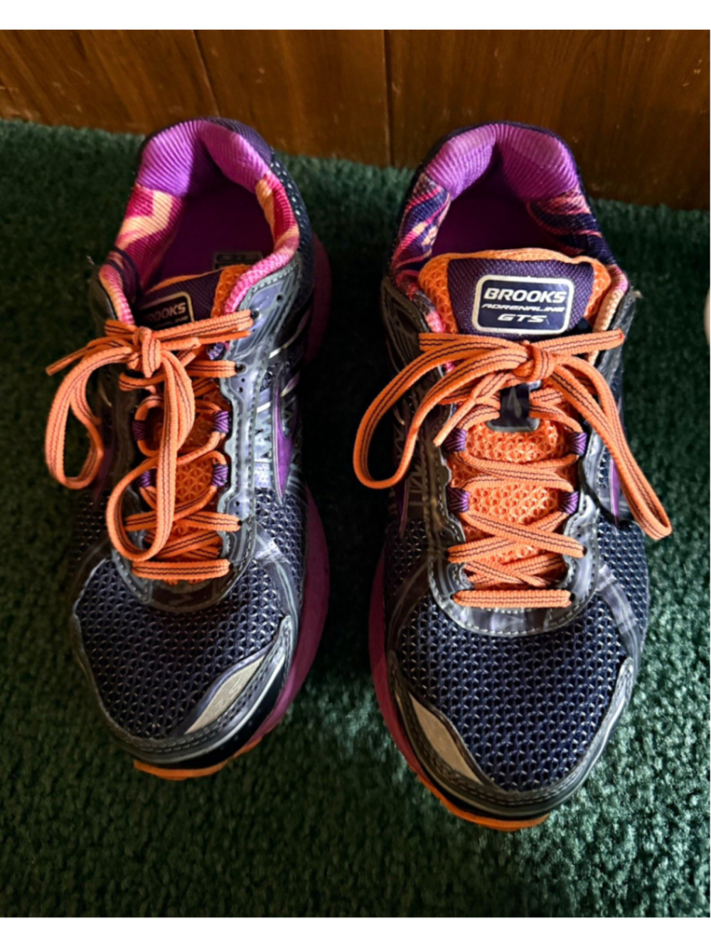 Brooks Adrenaline GTS Women Purple/Orange/Black Mesh Lace-Up Wide 1201741D458